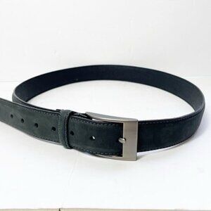 Swiss Gear Black Leather Belt Silver Buckle 43" Long Durable Adjustable Stylish